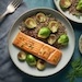 Salmon with roasted Brussels sprouts and quinoa