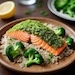 Herb-Crusted Salmon with Quinoa and Steamed Broccoli